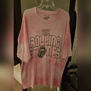 American Eagle Outfitters Pink Rolling Stones Womens Tie Dyed T-Shirt. Size L.